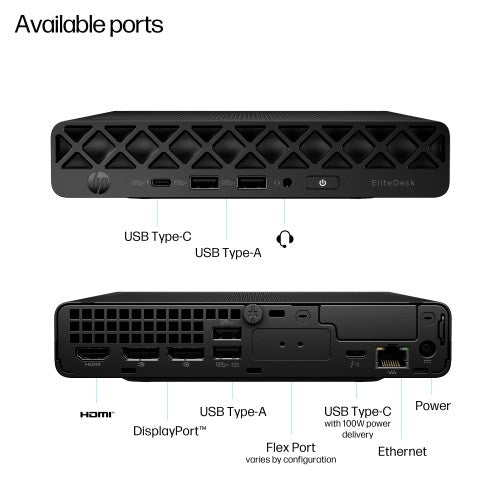 HP EliteDesk 8 Mini G1i AI Intel Core Ultra 7 265 16 GB DDR5-SDRAM 256 GB SSD Windows 11 Pro Mini PC AI PC Black