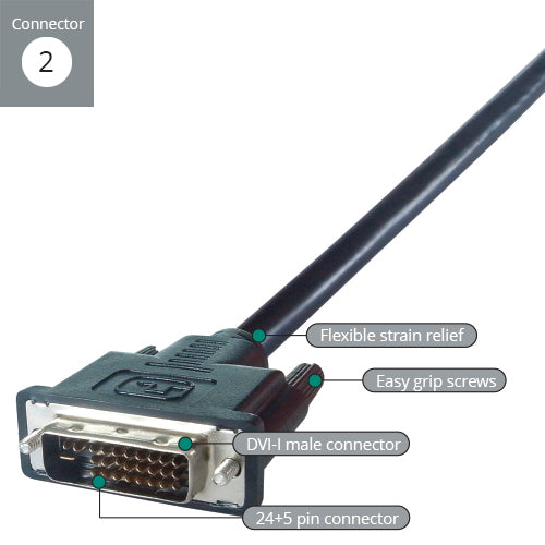 connektgear 3m VGA to DVI-I Monitor Connector Cable - Male to Male - 24+5 Analogue