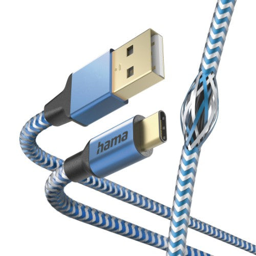 Hama Reflective USB cable USB 2.0 1.5 m USB A USB C 0.48 Gbit/s Blue
