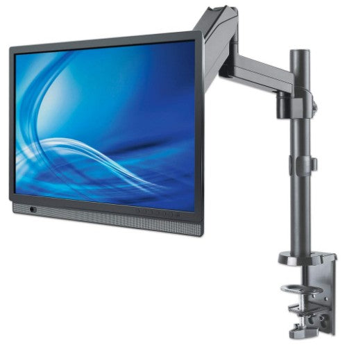Manhattan Desk Mount for TV & Monitors (Full Motion Gas Spring), For screens 13" to 27", Clamp or Grommet Assembly, VESA compatibility: 75x75mm and 100x100mm - check the dimensions of the four mounting holes on back of screen to ensure it fits, Max 8kg, B