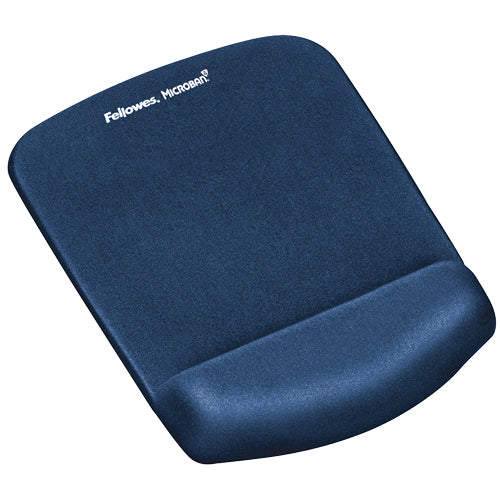Fellowes Mouse Mat Wrist Support - PlushTouch Mouse Pad with Non Slip Rubber Base & Antibacterial Protection - Ergonomic Mouse Mat for Computer, Laptop, Home Office Use - Blue
