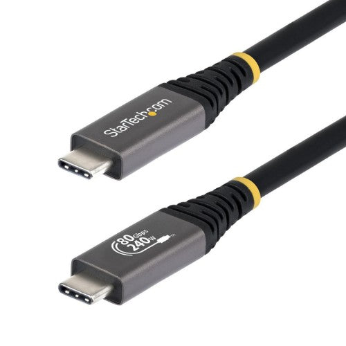 StarTech.com 50cm (1.6ft) USB4 Cable, 80Gbps, USB-IF Certified USB-C Cable, 240W PD, 8K 120Hz/4K 240Hz DP2.1 DP80, TPE Jacket, Thunderbolt 4 Compatible - Black USB-C Cord