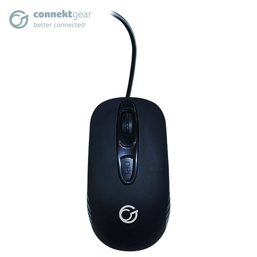 connektgear MO543 USB Full-Size 4 Button Optical Mouse - Black