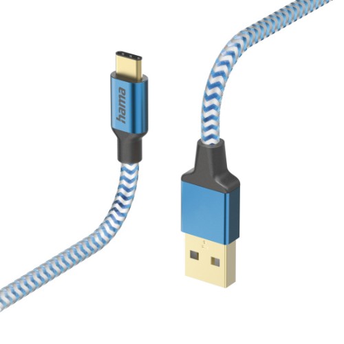 Hama Reflective USB cable USB 2.0 1.5 m USB A USB C 0.48 Gbit/s Blue