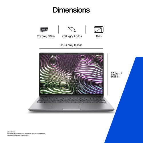 HP Zbook X G1i Data Science Intel Core Ultra 7 255H Mobile workstation 40.6 cm (16") WUXGA 32 GB DDR5-SDRAM 1 TB SSD NVIDIA RTX PRO 1000 Blackwell Wi-Fi 7 (802.11be) Windows 11 Pro AI Workstation, AI PC Silver