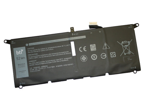 BTI Replacement Battery for Dell XPS 9370 9380 7390 Inspiron 7490 Latitude 3301 replacing OEM part numbers DXGH8 G8VCF H754V // 4-cell 7.6V, 6500mAh