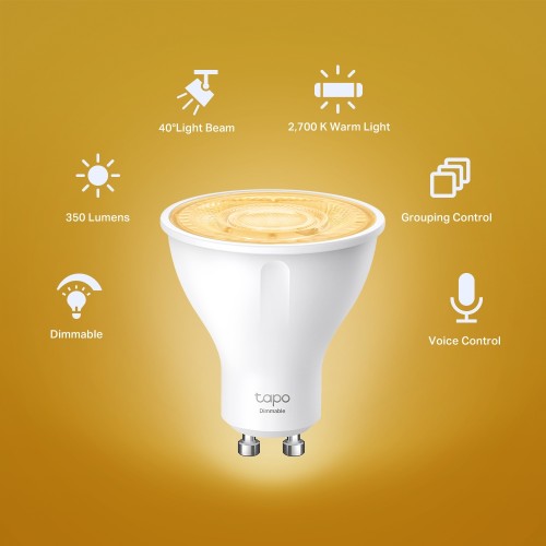 TP-Link Tapo Smart Wi-Fi Spotlight, Dimmable, 4-Pack