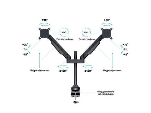 Multibrackets M VESA Gas Lift Arm Dual Black HD