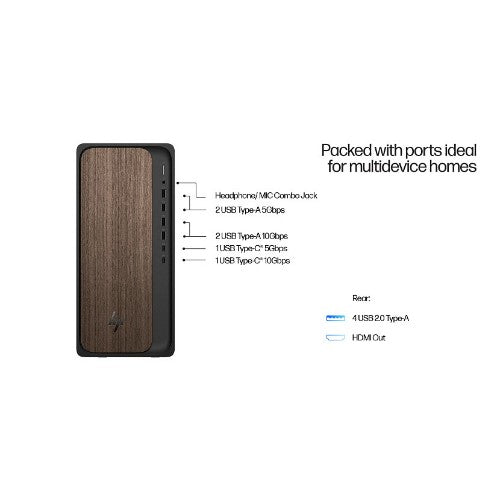 HP OmniDesk AI M03-0003na PC Intel Core Ultra 7 265 16 GB DDR5-SDRAM 1 TB SSD Windows 11 Home Tower AI PC Wood