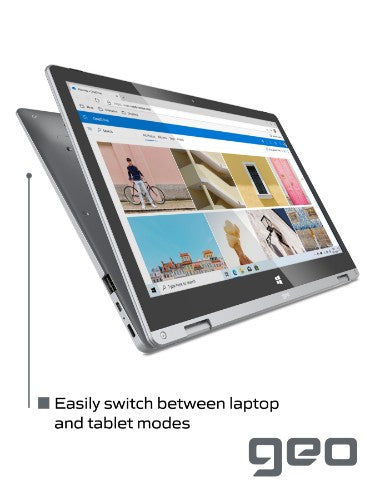 Geo Computers GeoFlex 230 2-in-1 Laptop with 13.3-inch Touchscreen Windows 10 Intel Pentium Quad-Core 4GB RAM 128GB SSD - Includes 1 Year Microsoft 365