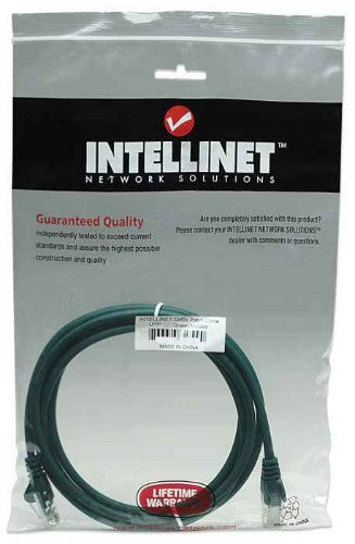 Intellinet Network Patch Cable, Cat5e, 1m, Green, CCA, U/UTP, PVC, RJ45, Gold Plated Contacts, Snagless, Booted, Lifetime Warranty