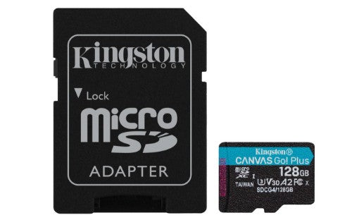 Kingston Technology 128GB microSDXC Canvas Go Plus Gen4 200MB/s A2 U3 V30 Card + Adapter