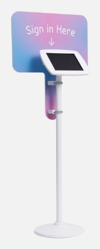 Bouncepad Original Floorstanding + Branding Board (inc USB Cable) | Covered Front Camera and Home Button | White | Samsung Galaxy Tab A9+ and A11+ 11-inch (2023 - 2025)