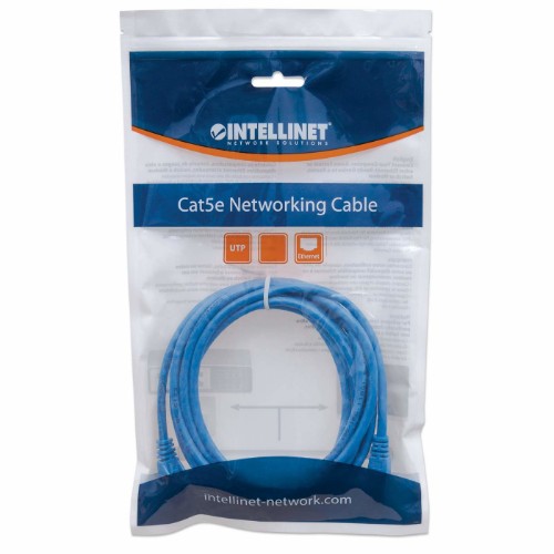 Intellinet Network Patch Cable, Cat6, 1m, Blue, CCA, U/UTP, PVC, RJ45, Gold Plated Contacts, Snagless, Booted, Lifetime Warranty