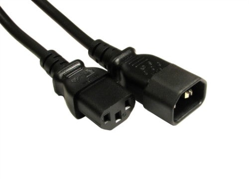 Cables Direct IEC Extension Cable C13 / C14 1m Black C14 coupler C12 coupler