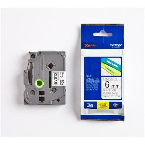 Brother TZE-111 DirectLabel black on Transparent Laminat 6mm x 8m for Brother P-Touch TZ 3.5-18mm/6-12mm/6-18mm/6-24mm/6-36mm