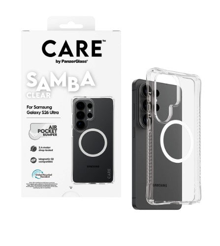 PanzerGlass CARE™ by ® Samba Case Transparent w. White Qi Samsung Galaxy S26 Ultra