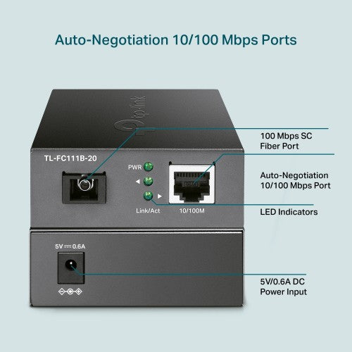 TP-Link Omada 10/100 Mbps RJ45 to 100 Mbps Single-mode SC WDM Bi-Directional Fiber Converter