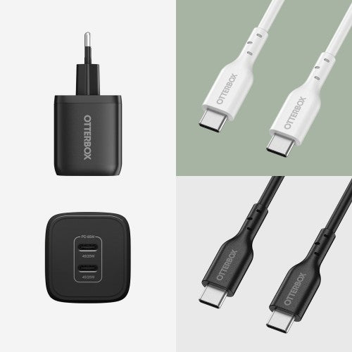 OtterBox Standard EU Wall Charger 65W - 1X USB-C 45W + 1X USB-C 20W USB-PD