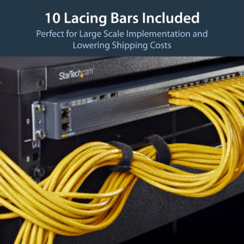 StarTech.com Horizontal Cable Lacing Bars for Racks - 10 Pack