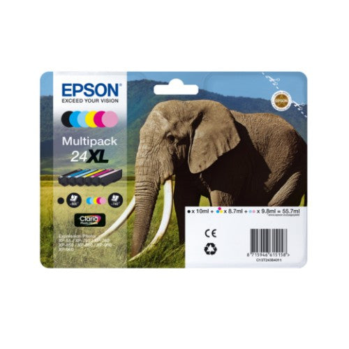 Epson C13T24384510/24XL Ink cartridge multi pack Bk,C,M,Y,LC,LM high-capacity for Easymail, 6x740 pages 500pg + 5x740 pg, 1x10ml + 3x9ml + 2x10ml Pack=6 for Epson XP 750