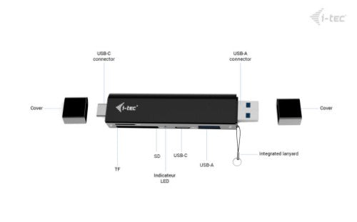 i-tec USB-C/USB-A Dongle SD, TF and 2x USB (1x USB-A, 1x USB-C)