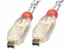 Lindy 25m Premium FireWire Cable - 4 Pin Male to 4 Pin Male, Transparent