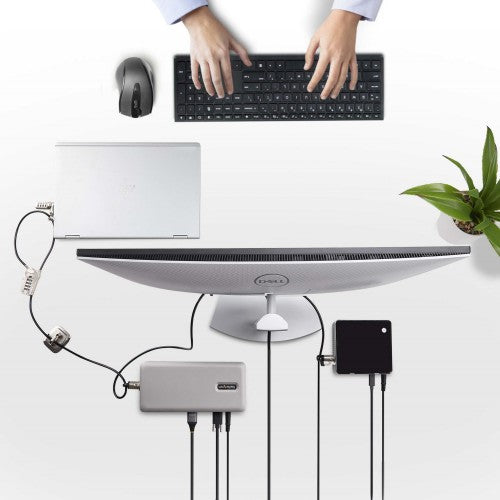StarTech.com Laptop/Desktop & Peripheral Lock Kit, Theft-Deterring Security Lock, K-Slot, 9.8ft (3m) Steel Cable, 3x Devices, User-Resettable 4-Digit Lock - TAA