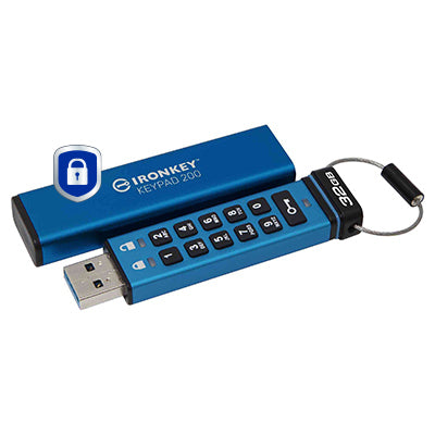 Kingston Technology IronKey 32GB Keypad 200, FIPS 140-3 Lvl 3 AES-256 Hardware Encrypted