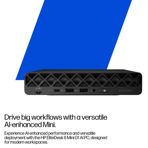 HP EliteDesk 8 Mini G1i AI Intel Core Ultra 7 265 16 GB DDR5-SDRAM 256 GB SSD Windows 11 Pro Mini PC AI PC Black