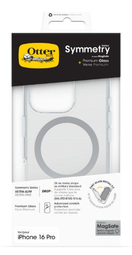 OtterBox Symmetry Series Clear for MagSafe + Premium Glass for Apple iPhone 16 Pro, Transparent