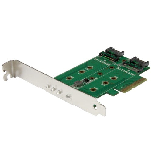 StarTech.com 3-Port M.2 SSD (NGFF) Adapter Card - 1 x PCIe (NVMe) M.2, 2 x SATA III M.2 - PCIe 3.0