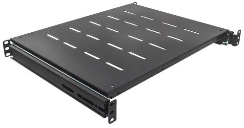 Intellinet 19" Sliding Shelf, 1U, For 600 to 800mm Depth Cabinets & Racks, shelf depth 350mm, Max weight 35kg, Black