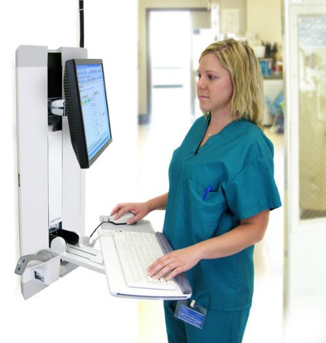 Ergotron StyleView Vertical Lift, Patient Room 61 cm (24") Wall White