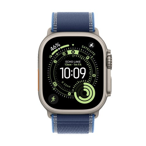 Apple Watch Ultra 3 GPS + Cellular 49mm Natural Titanium Case with Blue/Bright Blue Trail Loop - S/M