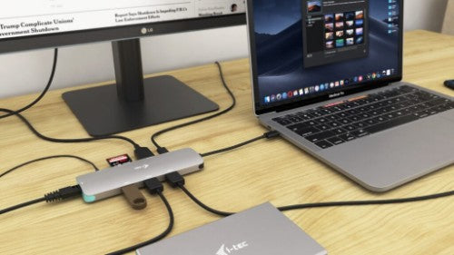i-tec USB-C Metal Nano Docking Station 4K HDMI LAN with Power Delivery 100W + Universal Charger 100W