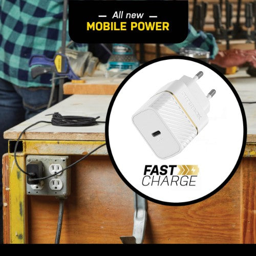 OtterBox EU Wall Charger 20W - 1X USB-C 20W USB-PD, Cloud Dust White