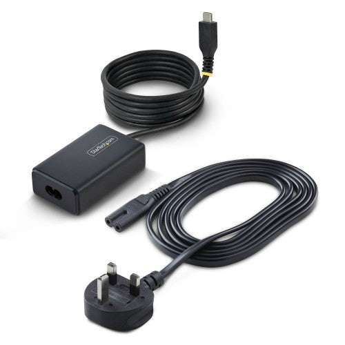 StarTech.com 65W USB-C Laptop Charger, 1.5m Tethered USB-C Cable, Power Adapter Brick for Dell, XPS, HP ProBook, MacBook Pro, Microsoft Surface Pro
