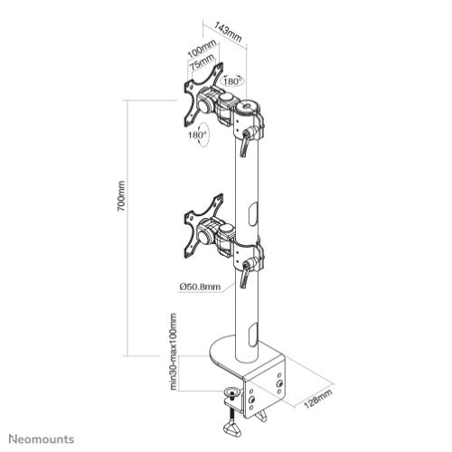 Neomounts FPMA-D960DVBLACKPLUS Monitor arm 17-49" - vertical installation