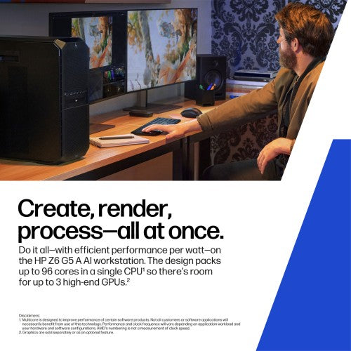 HP Z6 G5 A AMD Ryzen Threadripper PRO PRO 7945WX 64 GB DDR5-SDRAM 2 TB SSD NVIDIA RTX 4000 Ada Windows 11 Pro Tower Workstation AI Workstation Black