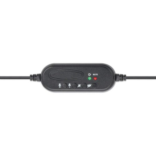 Manhattan Mono Over-Ear Headset (USB), Microphone Boom (padded), Retail Box Packaging, Adjustable Headband, In-Line Volume Control, Ear Cushion, USB-A for both sound and mic use, cable 1.5m, Three Year Warranty