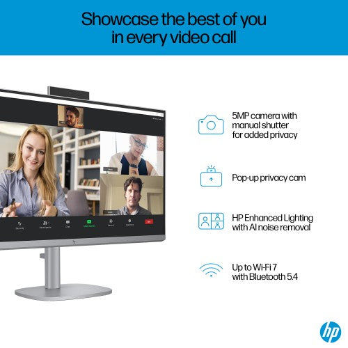 HP OmniStudio X 27-cs0000na Intel Core Ultra 7 155H 68.6 cm (27") 3840 x 2160 pixels All-in-One PC 32 GB DDR5-SDRAM 2 TB SSD Windows 11 Home Wi-Fi 7 (802.11be) AI PC Silver