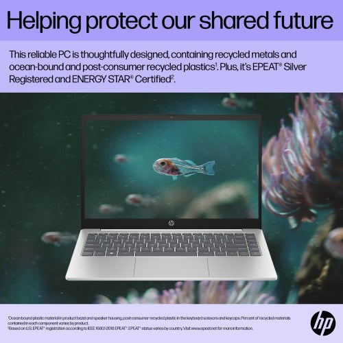 HP 14-ep0023na Intel® Core™ i3 i3-N305 Laptop 35.6 cm (14") Full HD 8 GB DDR4-SDRAM 128 GB eMMC Wi-Fi 6 (802.11ax) Windows 11 Home Silver
