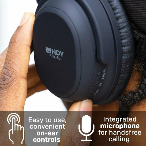 Lindy BNX-60 Wireless Active Noise Cancelling Headphones with aptX, Matt Black