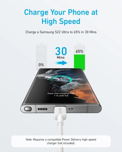 Anker Braided USB-C to Lightning Charging Cable 1.8 m, White