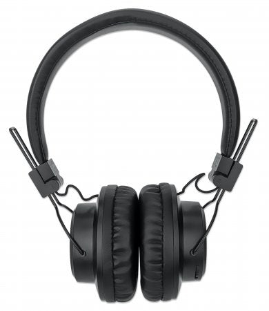 Manhattan Bluetooth On-Ear Headset, Microphone, FM Radio, Integrated Controls, 8 hour usage time, Max Range 10m, MicroSD Card slot, 3.5mm Aux port, Bluetooth v5.0, USB-A charging cable included, Three Year Warranty