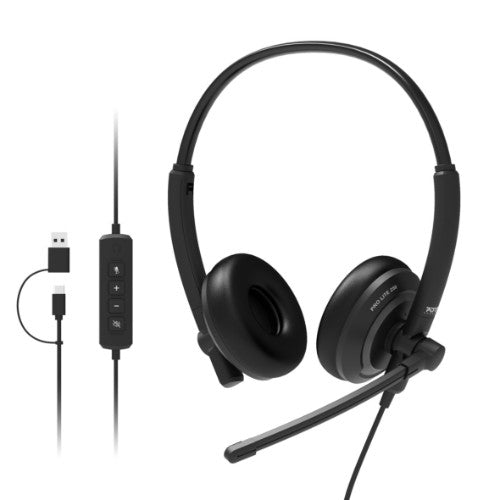Port Designs PORT Connect 912005 headphones/headset Wired Head-band Calls/Music USB Type-C / USB Type-A Black