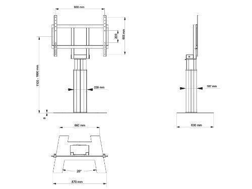 Multibrackets M Motorized Public Floorbase 160kg Black SD