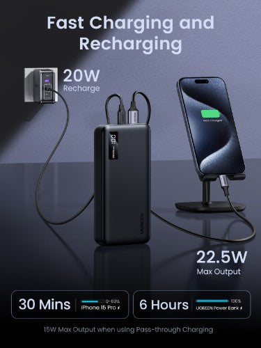 Ugreen 25683 power bank 20000 mAh Black