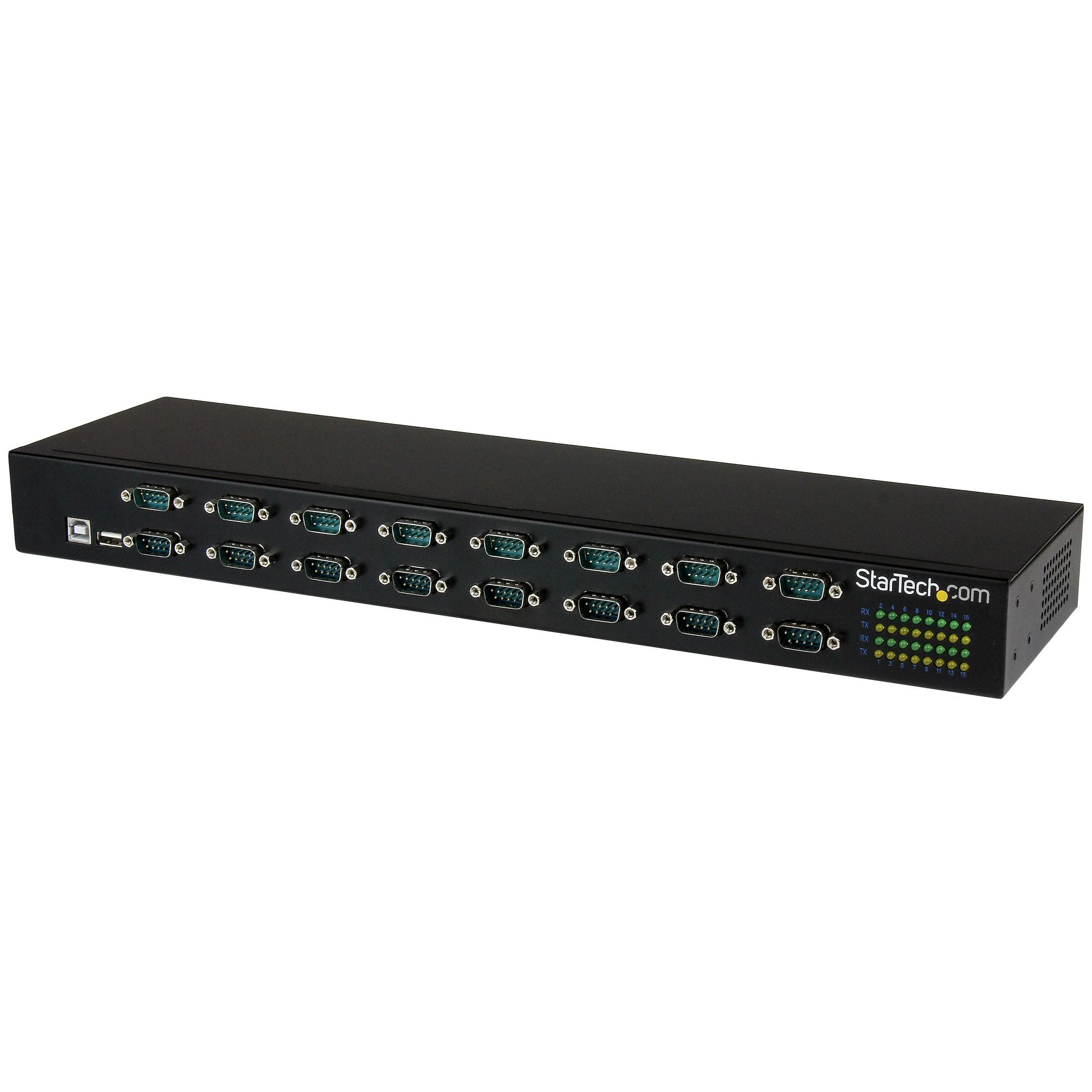 16-Port Industrial USB 3.0 Hub 5Gbps, Metal, DIN/Surface/Rack Mountable,  ESD Protection, Terminal Block Power, up to 120W Shared USB Charging
